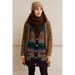 American Rag Cie Knit Sweater Dress XS Indie Boho Granola Earthy Stripe Tunic